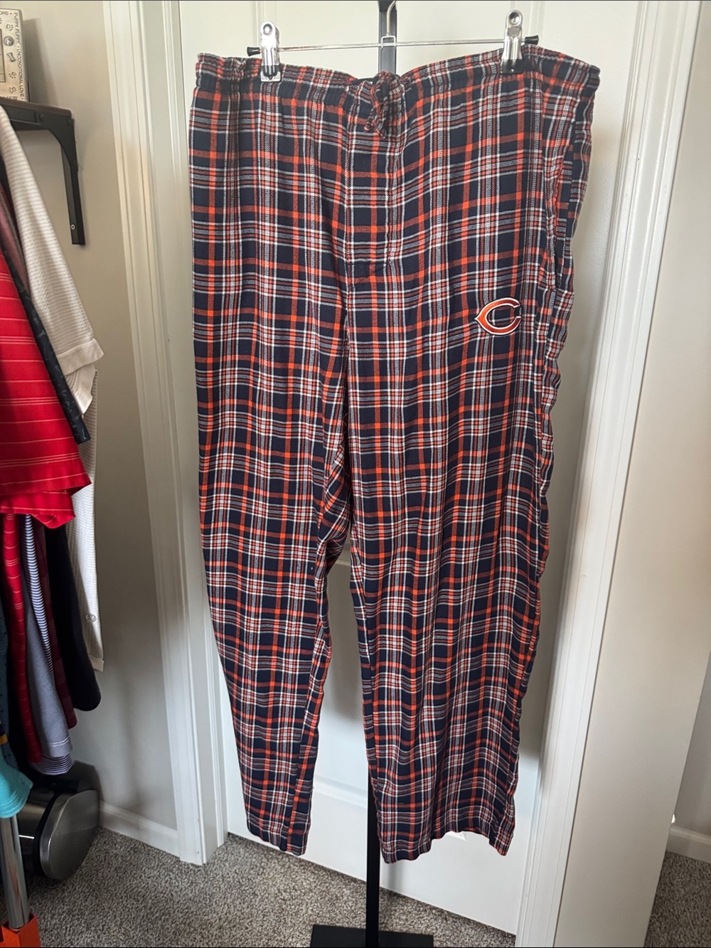 NFL Men's Plaid Lounge Pants - Navy & Orange